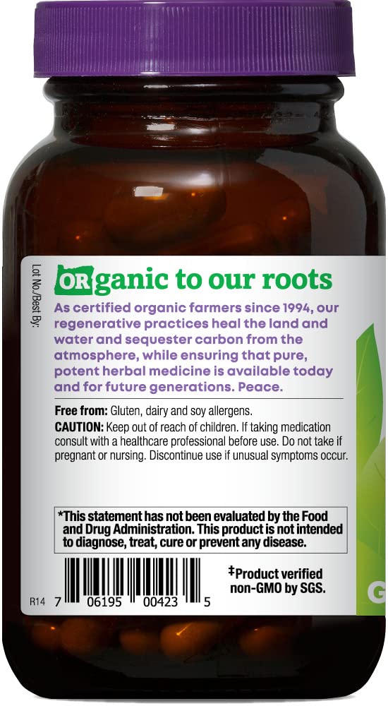 Oregon's Wild Harvest Ginkgo label view emphasizes organic certification and allergen-free formula
