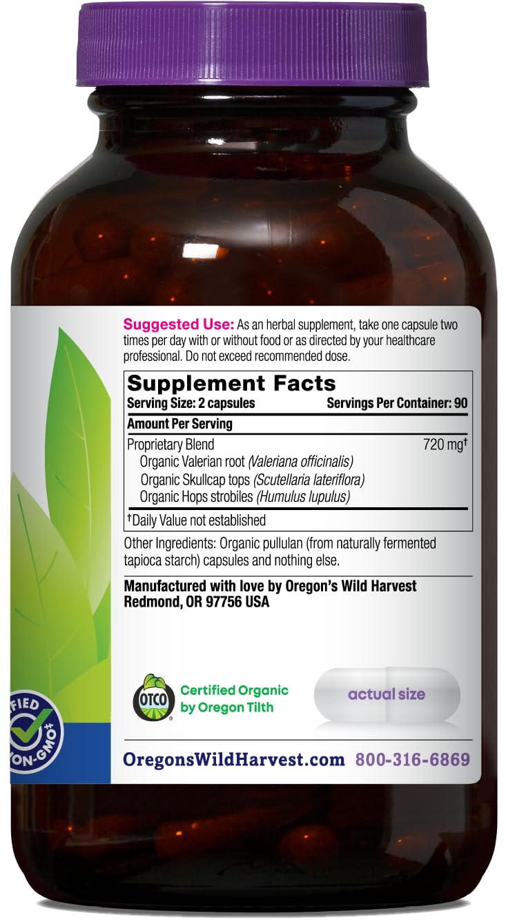 Oregon's Wild Harvest Muscle Relax capsules arranged for display—easy nightly routine