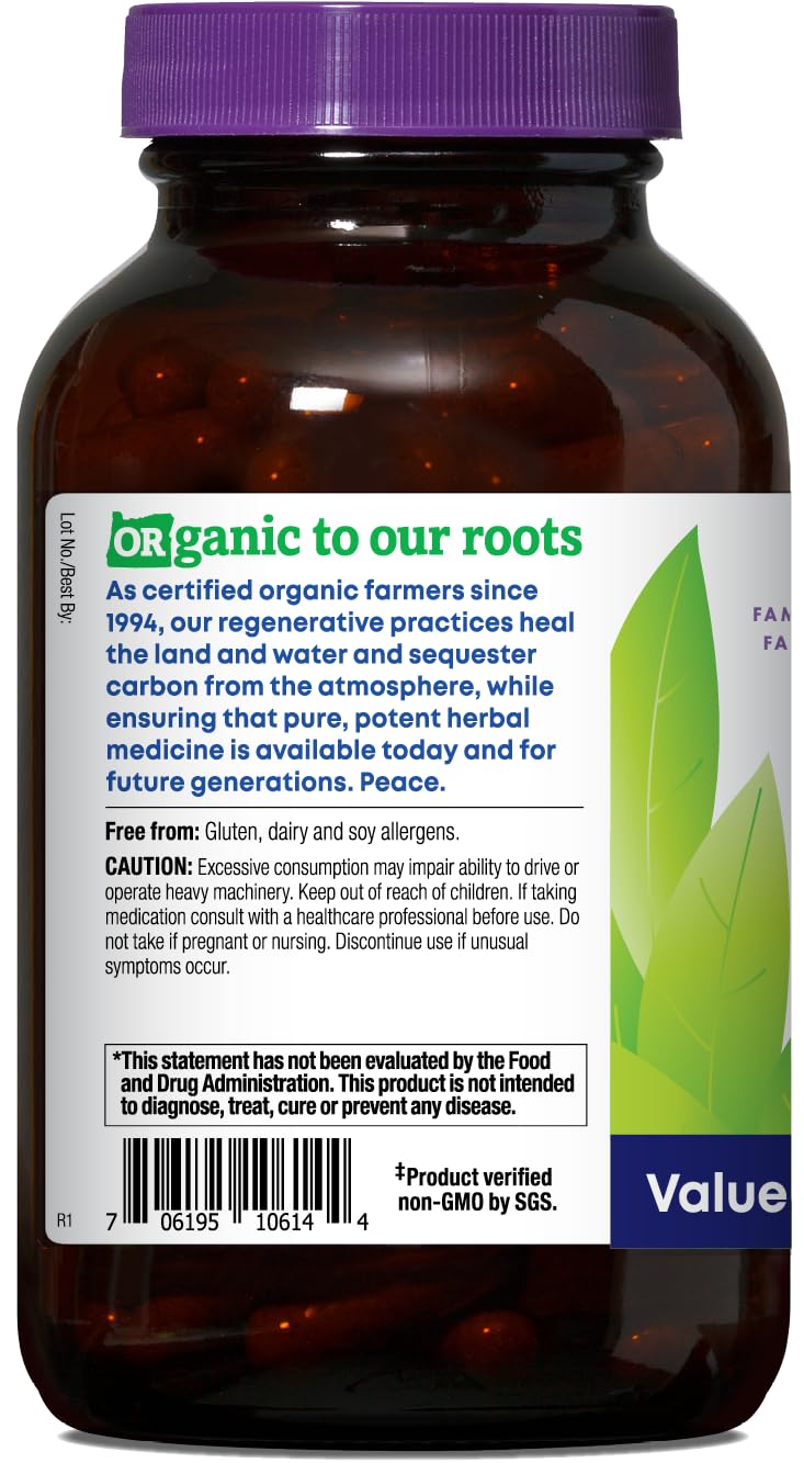 Oregon's Wild Harvest Muscle Relax label with USDA Organic seal—clean, organic ingredients