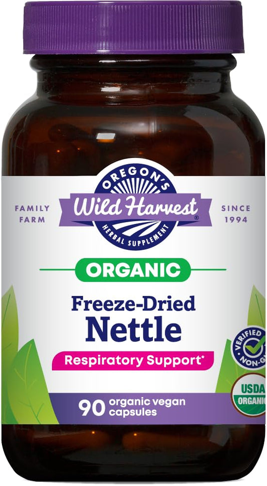 Oregon's Wild Harvest nettle capsules bottle front for outdoor daily use