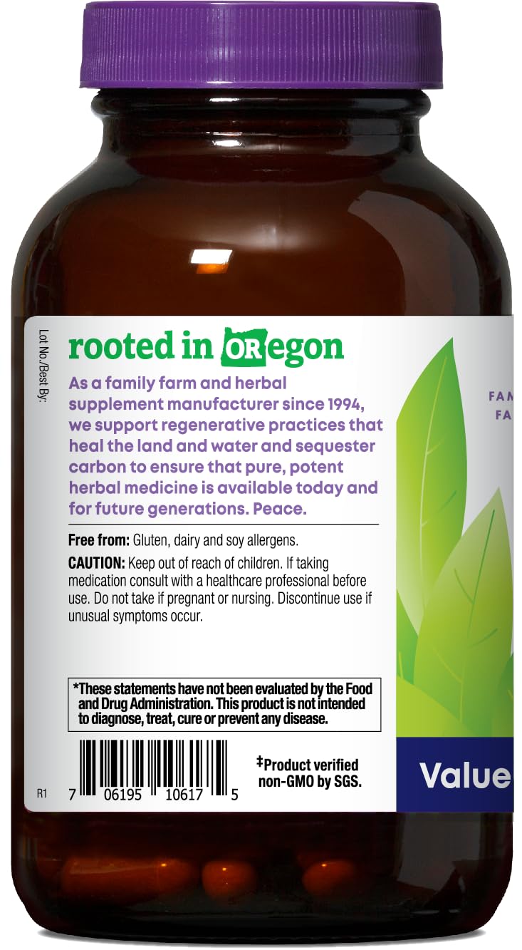 Rhodiola capsules close-up from Oregon's Wild Harvest label for energy.