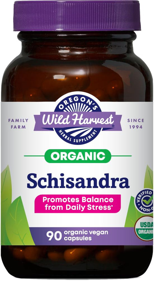 Oregon's Wild Harvest Schisandra bottle showing daily vitality potential.
