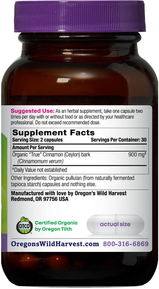 Oregon's Wild Harvest True Cinnamon label with organic certification accentuates trust