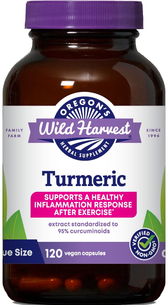 Oregon's Wild Harvest Turmeric 120 bottle front view for daily wellness support