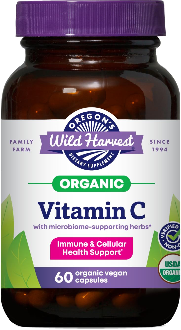 Oregon's Wild Harvest Vitamin C bottle front for daily immune support.