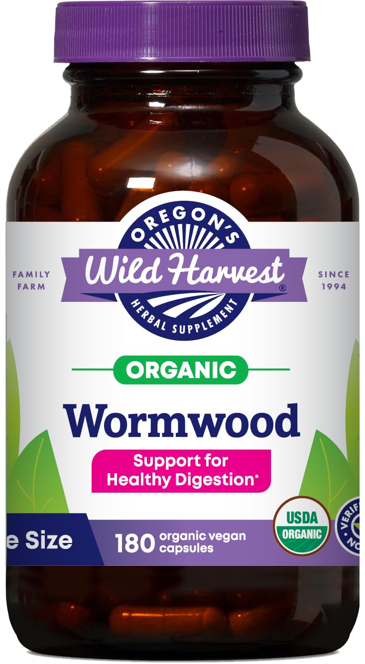 Oregon's Wild Harvest wormwood capsules bottle front for digestion support