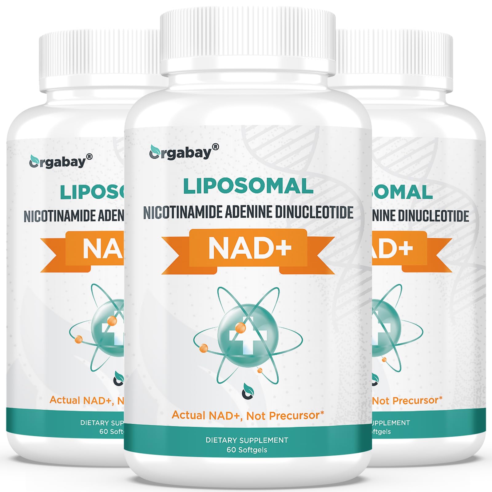 Orgabay Liposomal NAD+ bottle for high-absorption daily support.