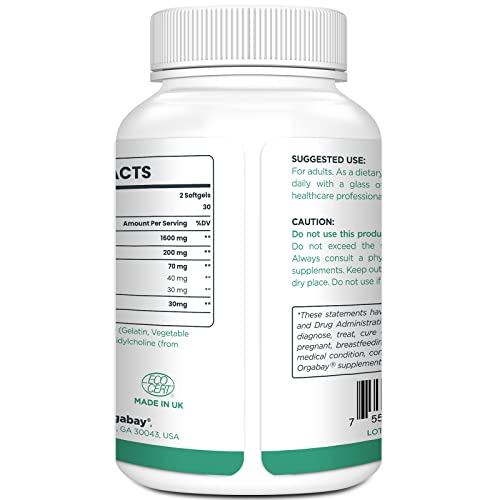 Close-up of Orgabay quercetin softgels for easy swallowing.