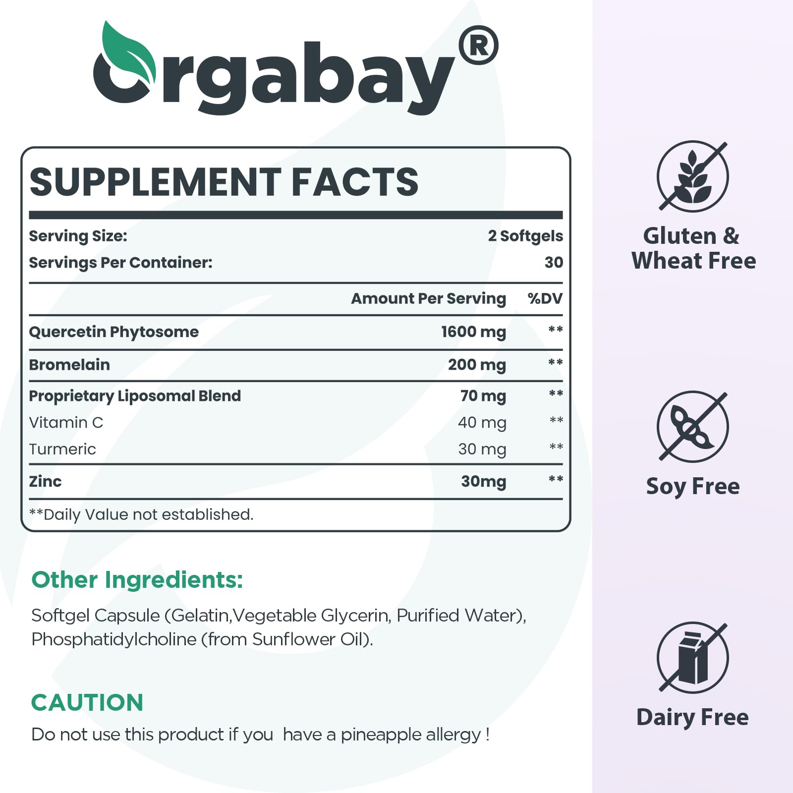 Orgabay softgels poured on a clean white surface.