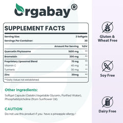 Orgabay softgels poured on a clean white surface.