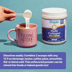 Orgain 15oz container sits on a kitchen counter for daily use.