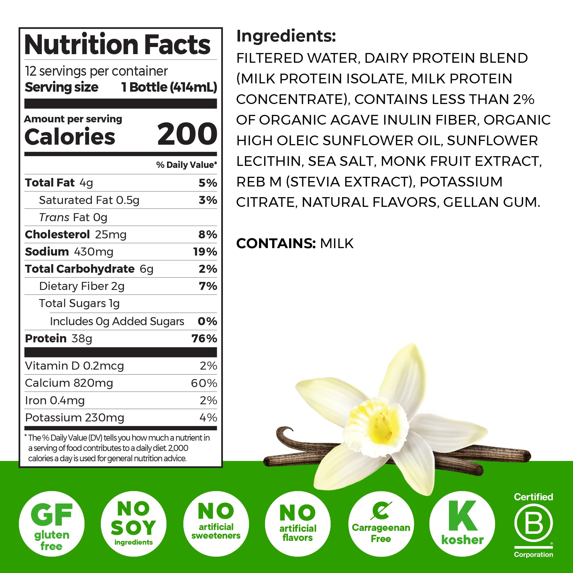 Orgain vanilla shake being poured for convenient on-the-go nutrition.