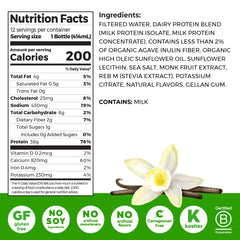 Orgain vanilla shake being poured for convenient on-the-go nutrition.