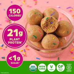 Orgain Birthday Cake packaging front communicates USDA Organic and non-GMO quality.