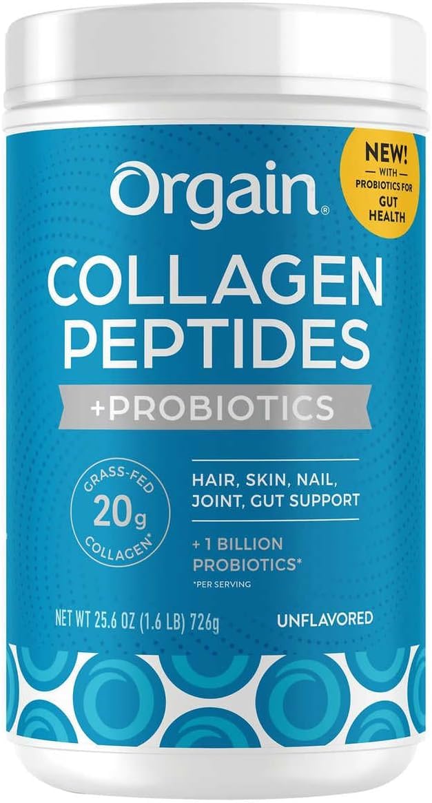 Orgain Collagen +Superfoods bottle front for convenient daily use
