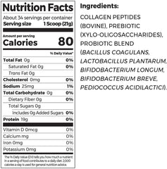 Orgain Collagen +Superfoods ingredients label close-up showing nutrients for a versatile supplement