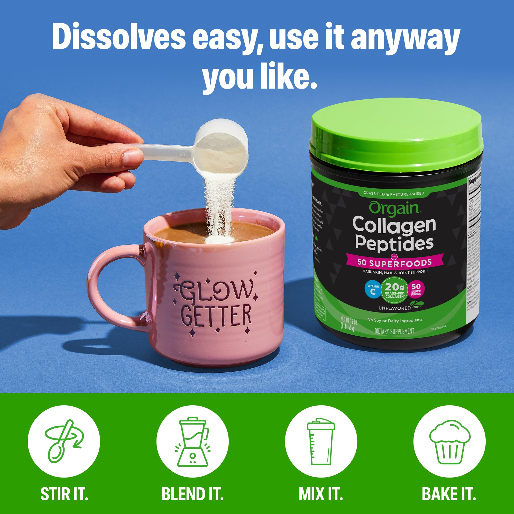 Orgain collagen powder bake idea image suggests a cookie upgrade with protein.