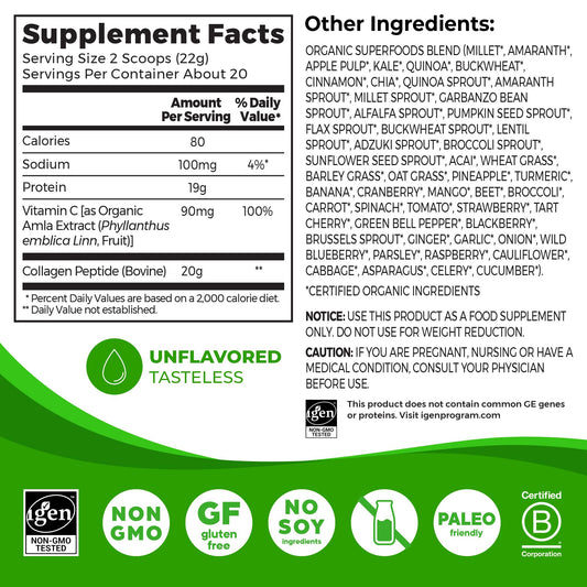 Orgain collagen powder scoop illustrates easy daily portions for consistent use.