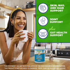 Unflavored Orgain powder dissolves easily in water for quick hydration
