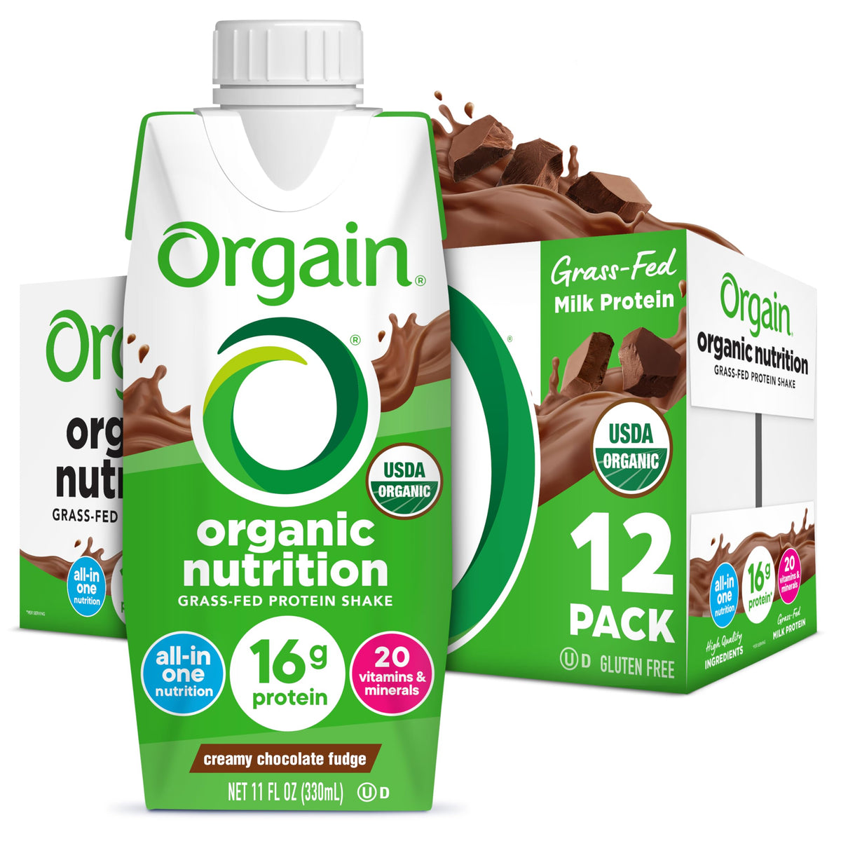 Orgain Creamy Chocolate Fudge ready-to-drink bottle for on-the-go nutrition