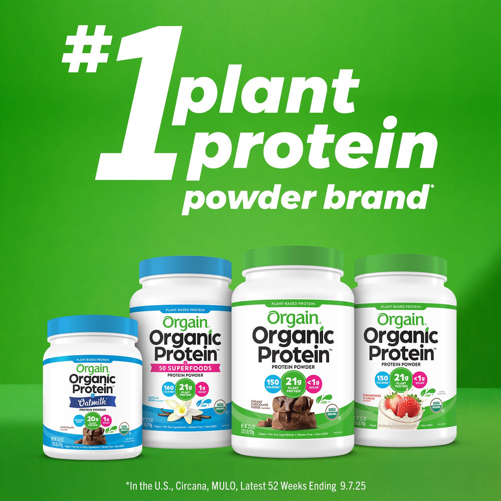 Orgain Fruity Cereal powder added to baked oats for a protein boost