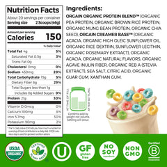 Orgain Fruity Cereal being poured into blender for a smoothie