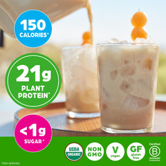 Blended Orgain Horchata shake with banana and almond milk.