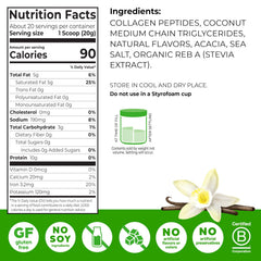 Pouring Orgain Keto Collagen Vanilla into a glass for a shake.