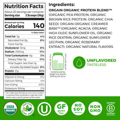 Orgain Natural Unsweetened powder pour enables clean shakes.
