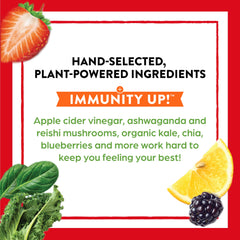 Ingredients panel highlights 50 organic superfoods in Orgain Greens + Immunity Up.