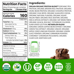 Orgain Metabolism Blend chocolate fudge tub stacked for easy everyday use.