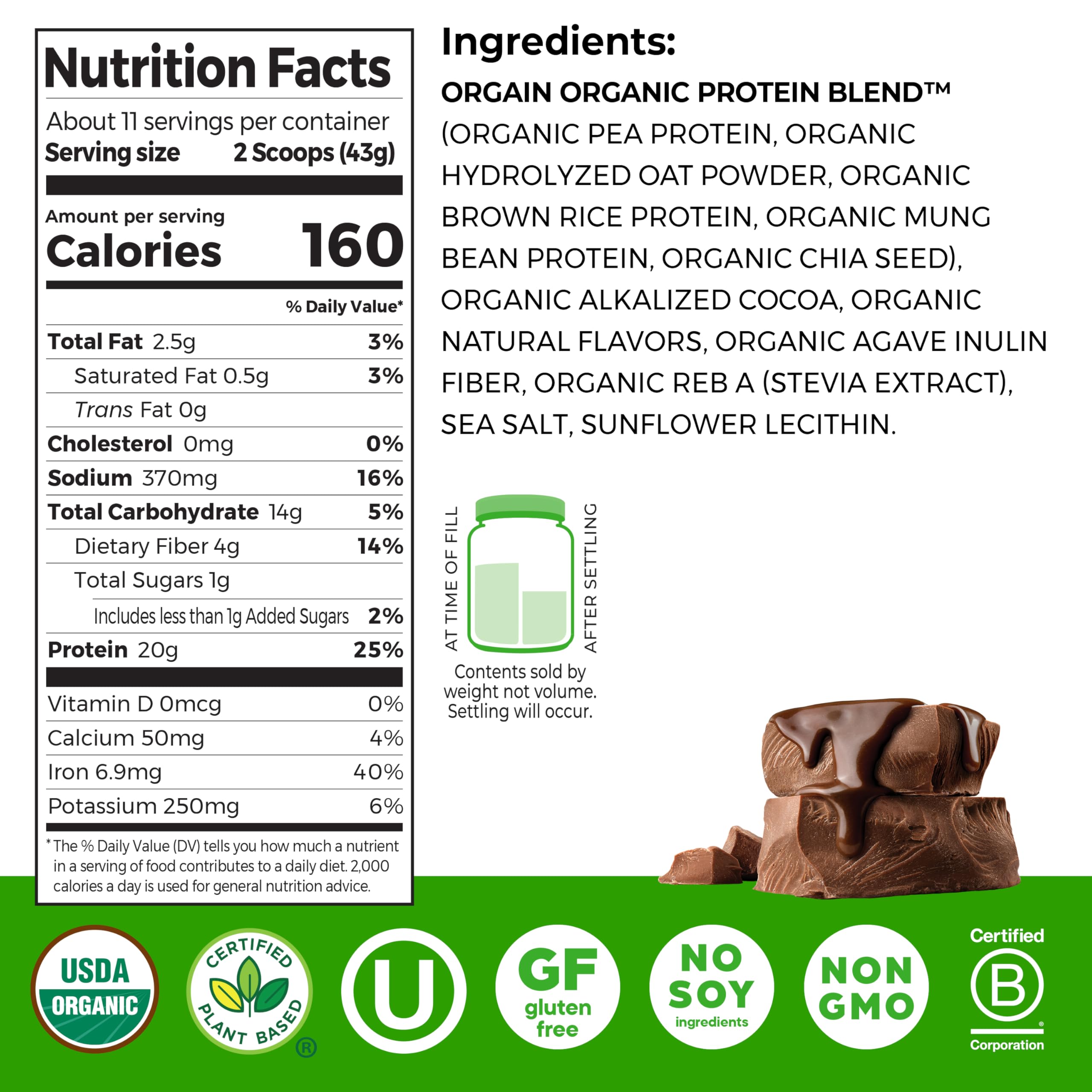 Orgain organic protein oatmilk powder scoop highlighting convenient ready-to-mix vegan protein