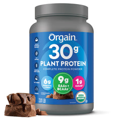 Orgain Organic Vegan Protein Chocolate jar showing creamy texture for shakes