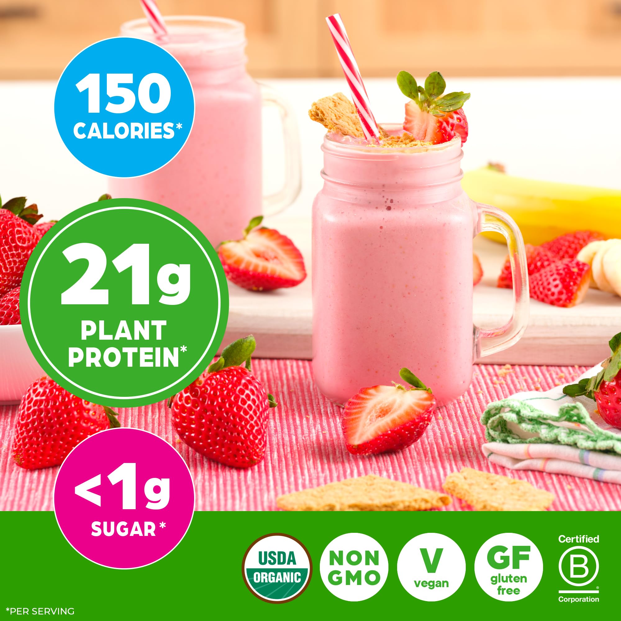 Orgain measuring spoon with powder to mix into smoothies.