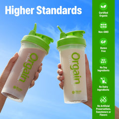 Orgain Vanilla bcaas-eaas-graphic image emphasizes muscle-supporting amino acids.