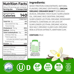 Orgain Vanilla Bean whey protein shake served in a glass after workouts.