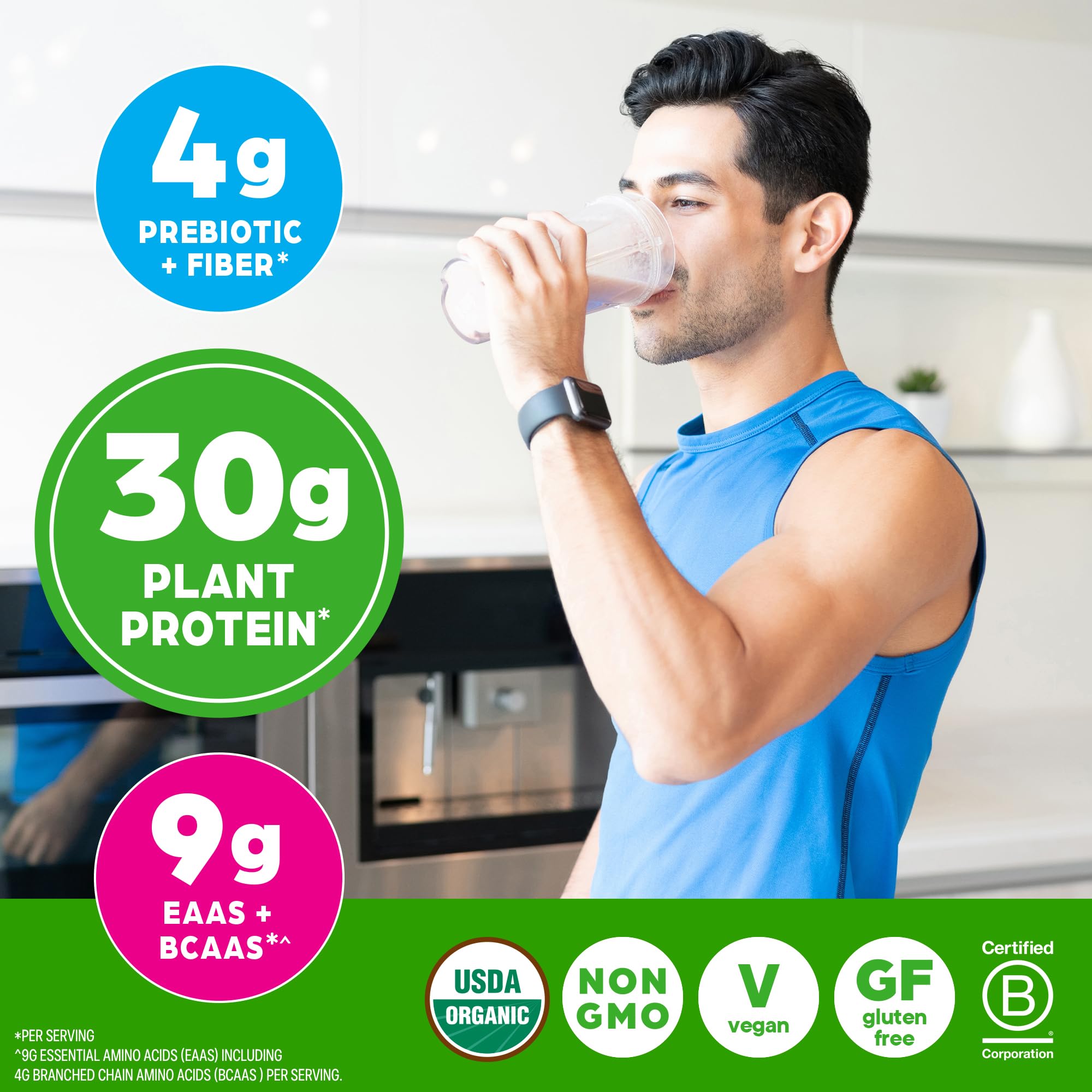 Orgain Vanilla gluten-free label communicates allergen-conscious protein option.