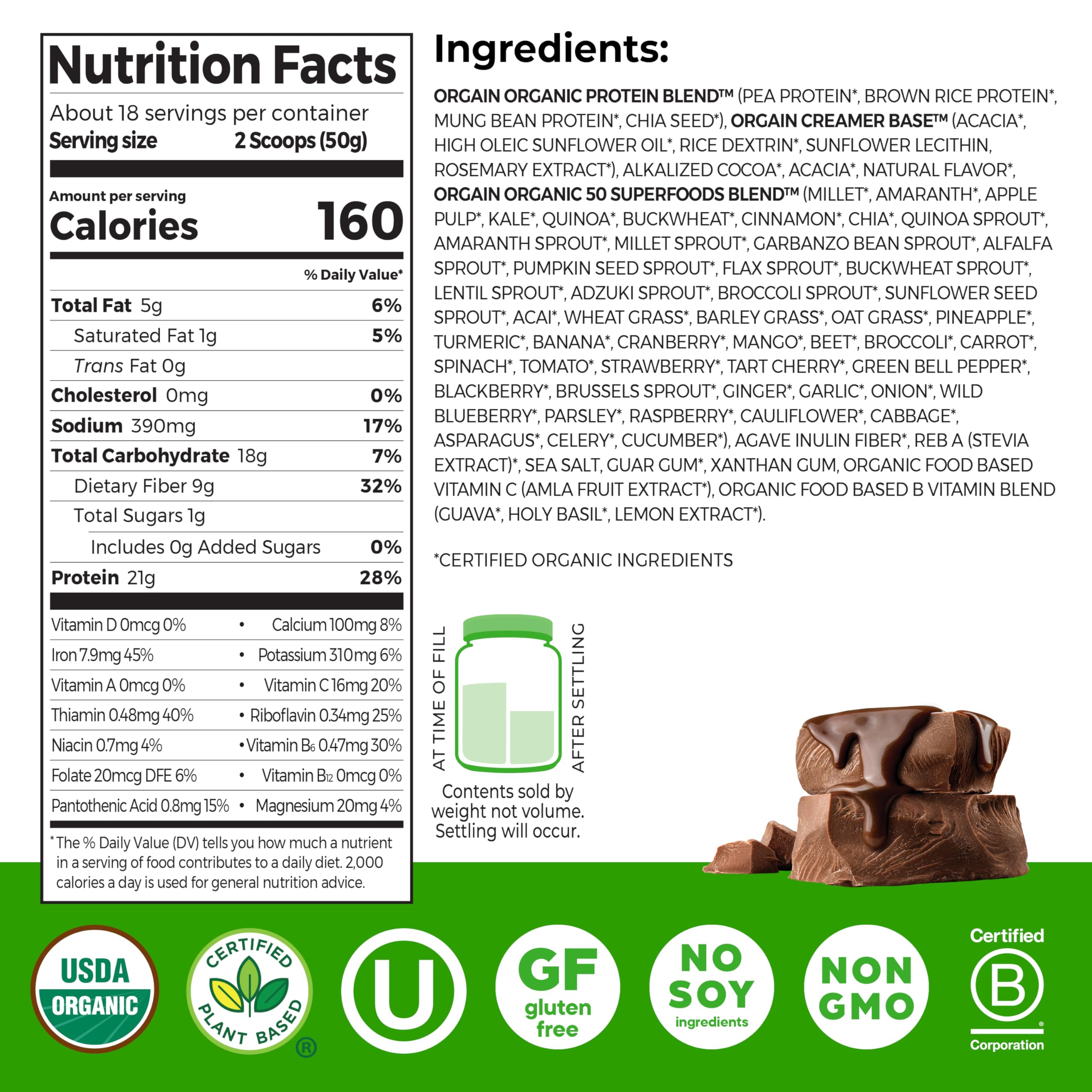 Orgain organic vegan protein powder with 50 superfoods for morning smoothies