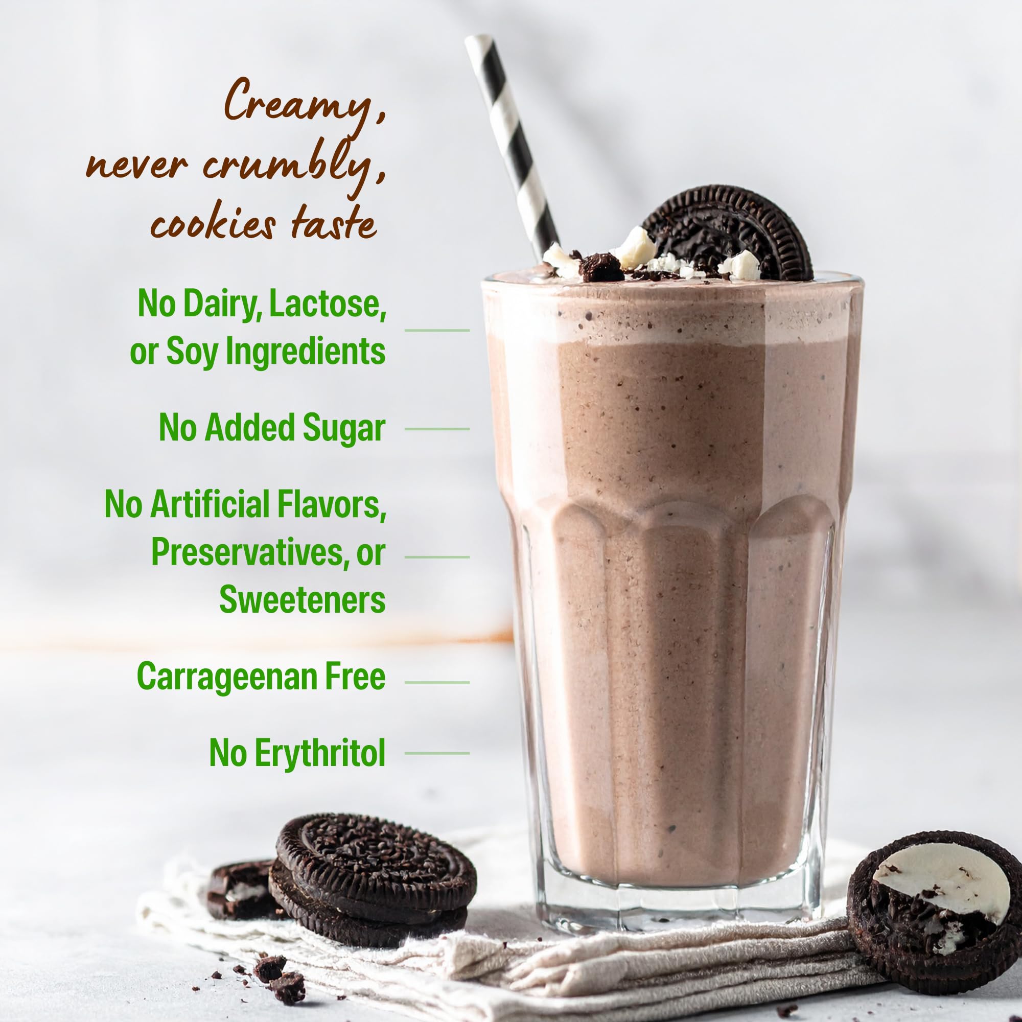 Orgain vegan protein powder pouring into blender for smoothies