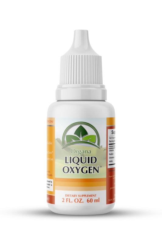 Organa Liquid Oxygen Drops bottle supports immune health and energy.