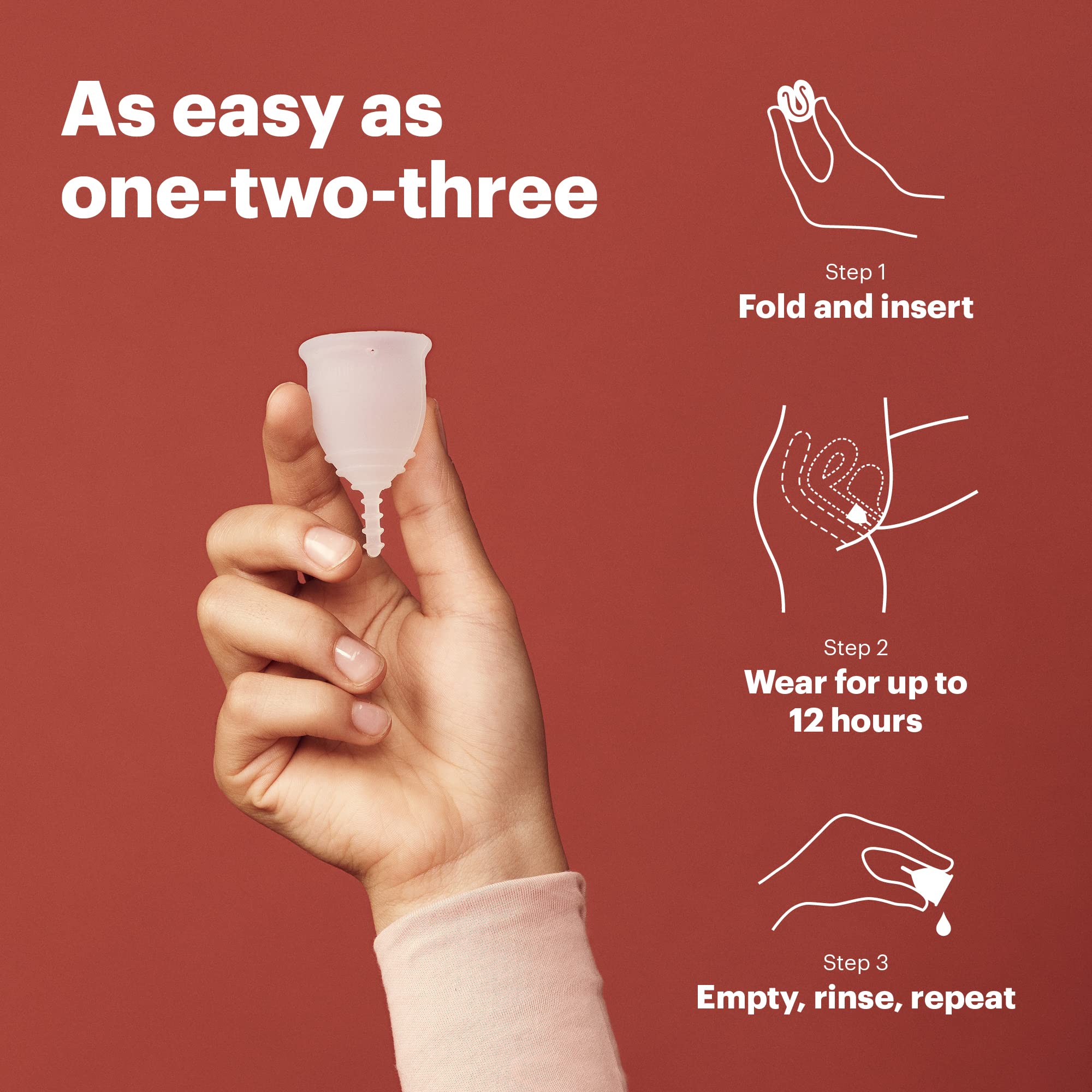 OrganiCup soft flexible silicone offers comfortable daily use.