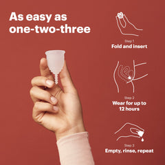 OrganiCup soft flexible silicone offers comfortable daily use.