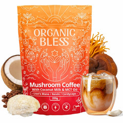 Organic Bless Instant Mushroom Coffee pour with a smooth, creamy texture for a quick morning cup.
