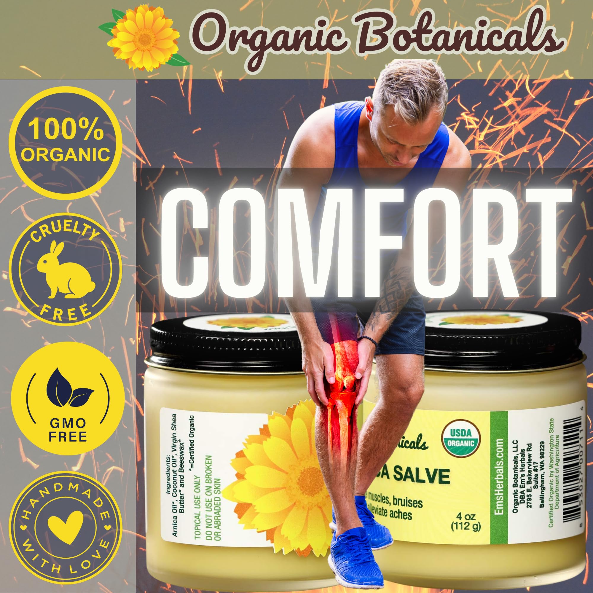 Athlete applying Organic Botanicals Arnica Salve after training for comfort.
