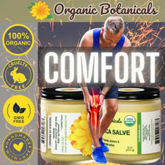 Ingredients of Organic Botanicals Arnica Salve emphasize natural, organic components for care.