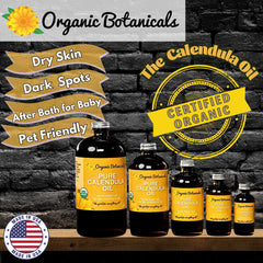 Organic Botanicals Calendula Oil dropper used for precise application to face or scalp.