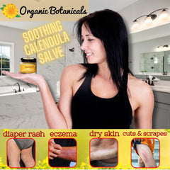 Organic Botanicals Calendula Salve hand-application showing easy daily use.