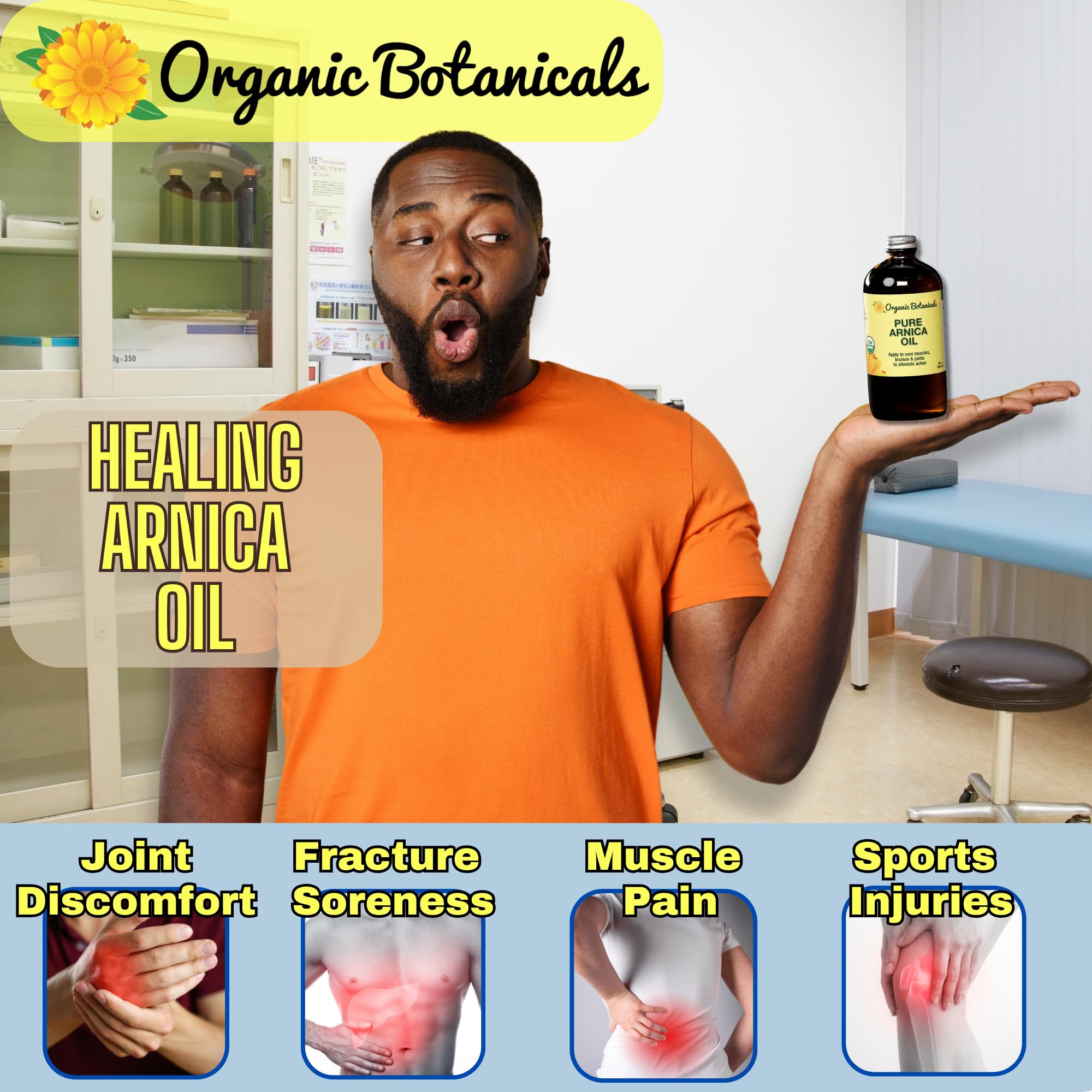 Certified Organic label on Organic Botanicals Arnica Oil bottle