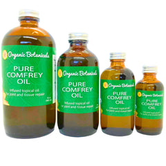 Organic Botanicals Comfrey Leaf Oil bottle shows certified organic purity.