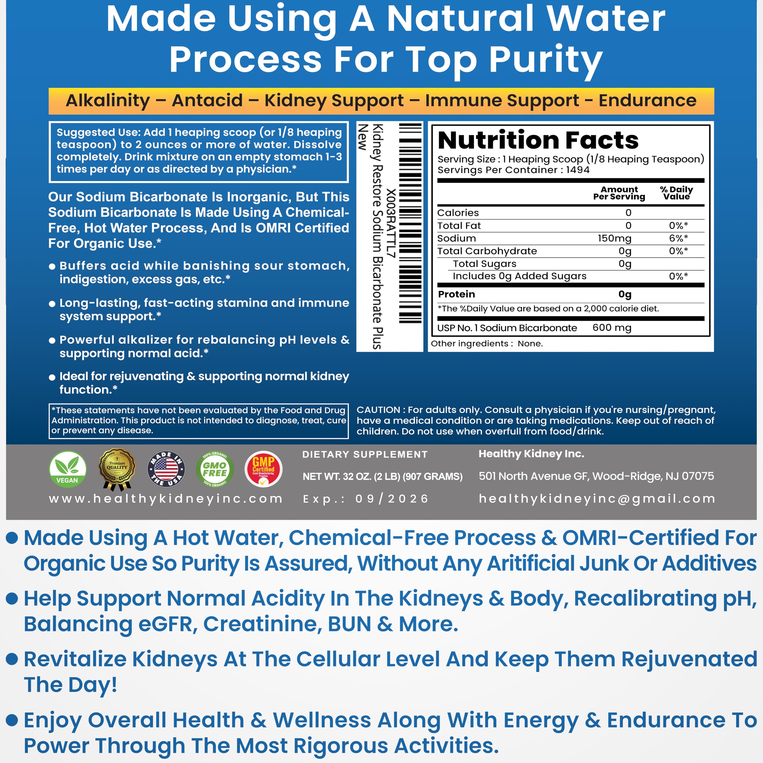 Kidney Restore organic certification icon signals certified organic use